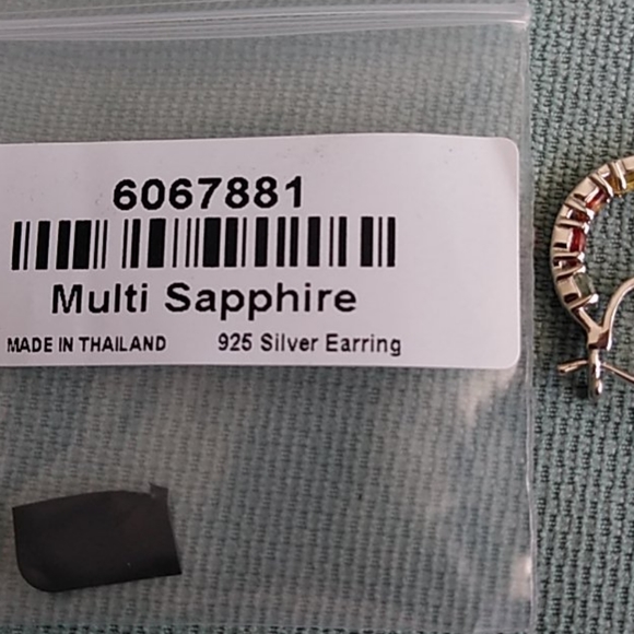 PREMIUM MULTI SAPPHIRE INSIDE OUT HOOP EARRINGS - Picture 6 of 6